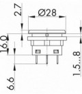 Pulsador SVACFTLF, formato rasante, IP67, taladro Ø 22, Serie SHORTRON