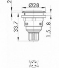 Pulsador industrial luminoso STLI_C005, formato rasante, IP65/IP67, taladro de 22mm con conector M12 integrado. Serie SHORTRON C