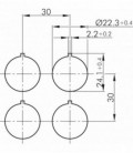 Pulsador industrial luminoso STLI_C005, formato rasante, IP65/IP67, taladro de 22mm con conector M12 integrado. Serie SHORTRON C