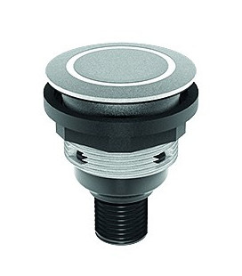 Pulsador industrial con anillo luminoso. STLRWI_C005, formato rasante, IP65/IP67, taladro de 22mm con conector M12 integrado. Serie SHORTRON CONNECT, SCHLEGEL