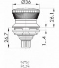 Seta de emergencia KRVKOO_C001, IP65/IP67, taladro de 30mm con conector M12 integrado. Serie SHORTRON CONNECT, SCHLEGEL