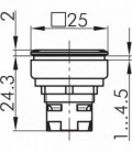 Pulsador OKJT, formato rasante, IP65, taladro 23,1x23,1, Serie OKTRON JUWEL