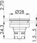 Pulsador luminoso RRJVAFT, formato rasante, IP69K, taladro Ø 22, Serie RONTRON-R-JUWEL