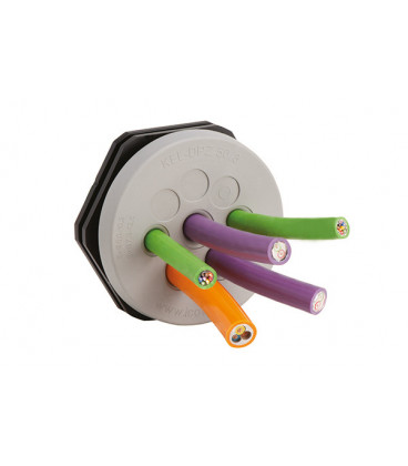 Pasamuros para cables no conectorizados, IP68/IP67/IP66, 4 cables, serie KEL-DPZ-Circular, color gris, ICOTEK