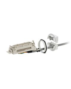 Prensaestopas partido para cables con conector, montaje en rosca M32, IP54, serie KVT-SNAP, color gris, ICOTEK