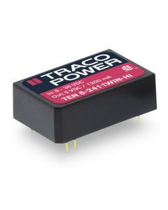 Convertidor DC DC para PCB 6W, Uin 9-75Vdc, Uout 3.3, 5, 12, 15,24, ±5, ±12, ±15Vdc, TRACO POWER