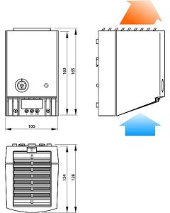 Resistencia calefactora con ventilador, serie CR 027, 475W, 120Vac, montaje carril, UL, STEGO