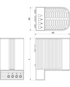 Resistencia calefactora con ventilador, serie CS 060, 50W, 110-265Vac, montaje carril, UL, STEGO
