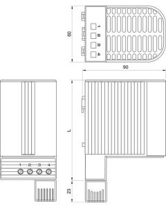 Resistencia calefactora con ventilador, serie CSF 060, 150W, 110-265Vac, montaje carril, UL, STEGO