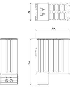 Resistencia calefactora con ventilador, serie CSK 060, 20W, 110-265Vac, montaje carril, UL, STEGO
