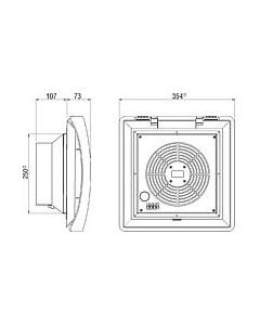 Ventilador IP32, serie RFP 018, caudal 300m3/h,  Vac, recorte 250 x 250mm, UL, STEGO