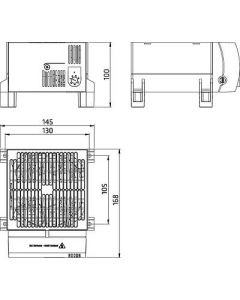 Resistencia calefactora con ventilador, serie CR 030, 950W, 230Vac, montaje mural, UL, STEGO