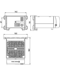 Resistencia calefactora con ventilador, serie CR 130, 950W, 230Vac, montaje mural|carril, UL, STEGO
