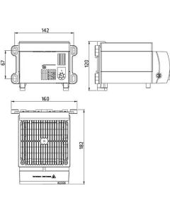 Resistencia calefactora con ventilador, serie CS 130, 1200W, 230Vac, montaje mural|carril, UL, STEGO