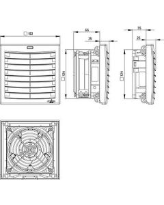 Ventilador IP54, serie FILTER FAN PLUS, caudal 97m3/h, 230Vac, recorte 124 x 124mm, UL, STEGO