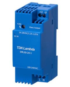 Fuentes de alimentación a carril de la serie DRL. 30W, 24V, 1.25A, TDK-LAMBDA