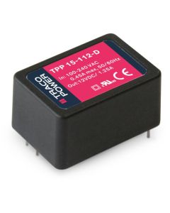 Fuente de Alimentación AC DC con montaje PCB, 13.2, 15W, Uout 3,3, 5, 9, 12, 15, 24, 36, 48Vdc, TRACO POWER