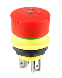 Seta de emergencia YVLOO, formato rasante, IP65/IP67, taladro Ø 16, Serie MINYTRON